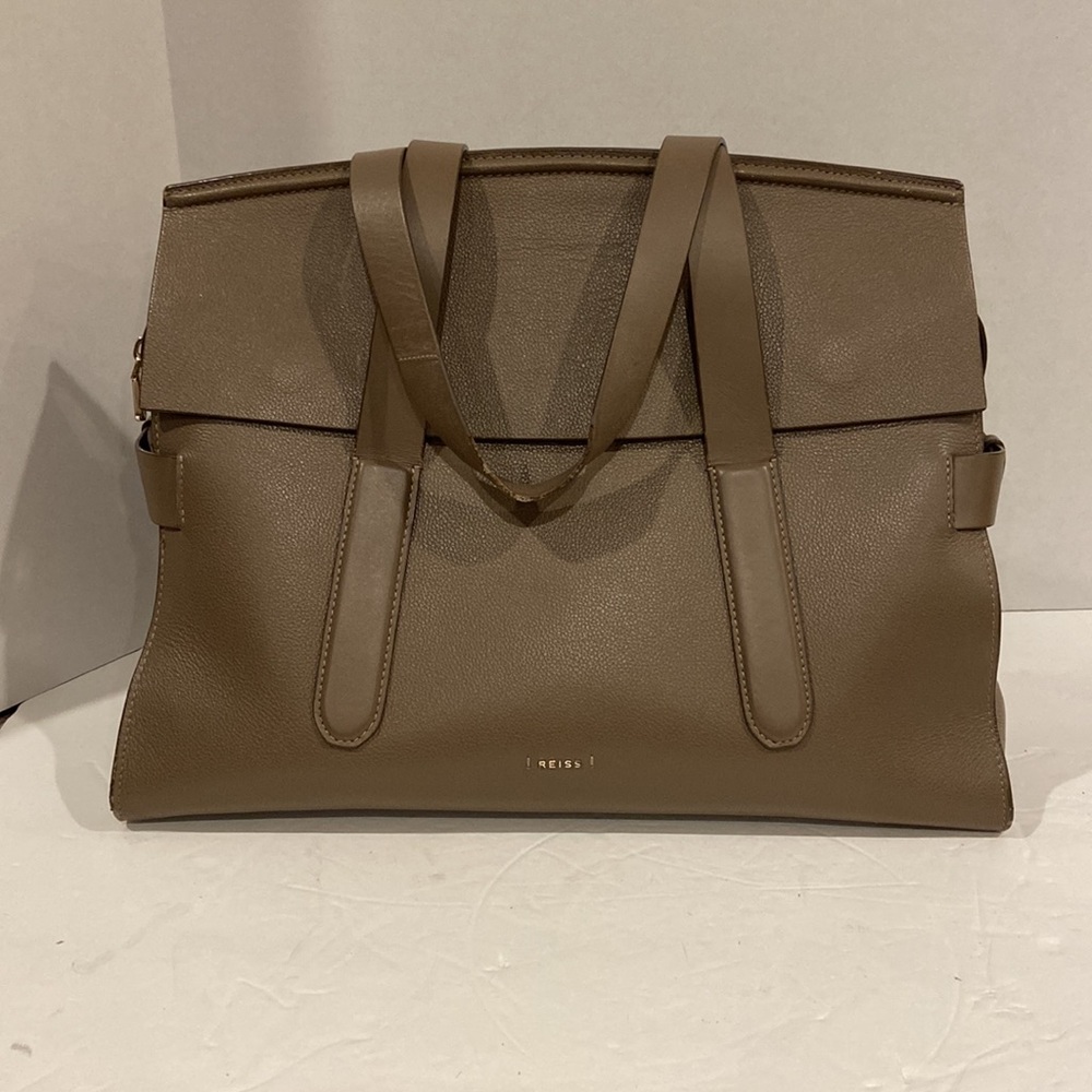Reiss Large Chancery Leather Grab Bag in Grey - Picture 2 of 12